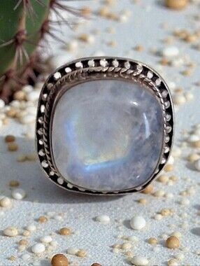 MOONSTONE RING 925 STERLING SILVER SIZE 7.5